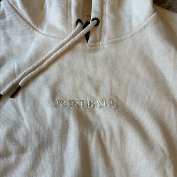 THE PICK Cream Embroidered PCKLBALL Unisex Hoodie medium NWT - Picture 3 of 5